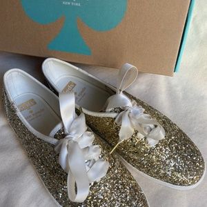 Keds x Kate Spade PLATINUM Glitter Sneakers NWT